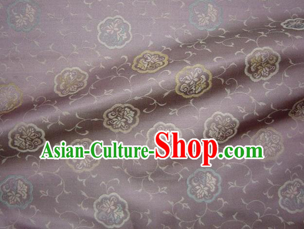 Asian Traditional Kyoto Kimono Classical Lotus Pattern Purple Damask Brocade Fabric Japanese Tapestry Satin Silk Material
