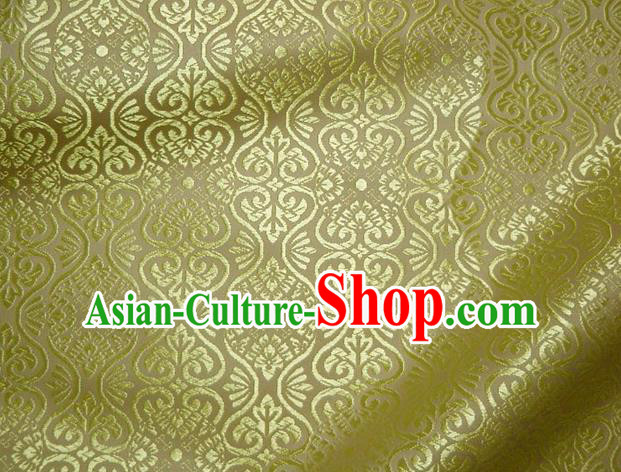 Asian Traditional Kyoto Kimono Brocade Classical Pattern Yellow Damask Fabric Japanese Tapestry Satin Silk Material