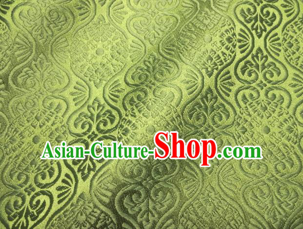 Asian Traditional Kyoto Kimono Brocade Classical Pattern Matcha Green Damask Fabric Japanese Tapestry Satin Silk Material