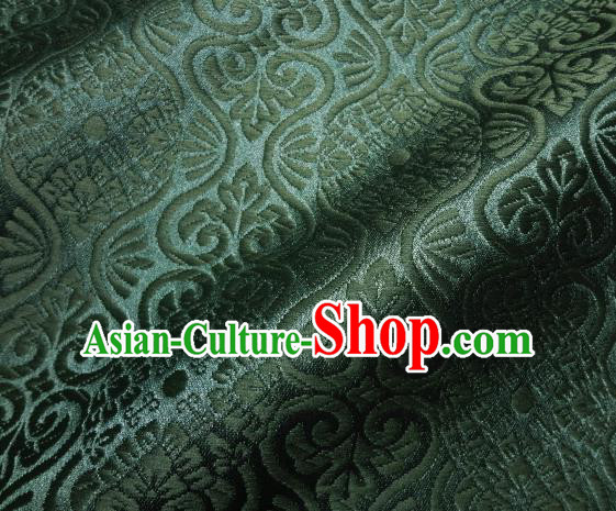 Asian Traditional Kyoto Kimono Brocade Classical Pattern Atrovirens Damask Fabric Japanese Tapestry Satin Silk Material