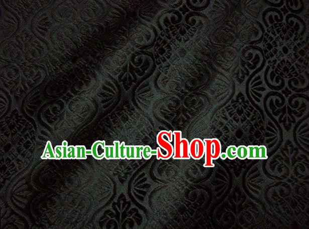 Asian Traditional Kyoto Kimono Brocade Classical Pattern Black Damask Fabric Japanese Tapestry Satin Silk Material
