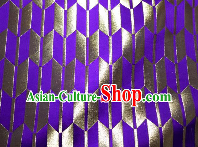 Asian Traditional Japanese Kimono Purple Brocade Classical Pattern Damask Fabric Tapestry Satin Silk Material