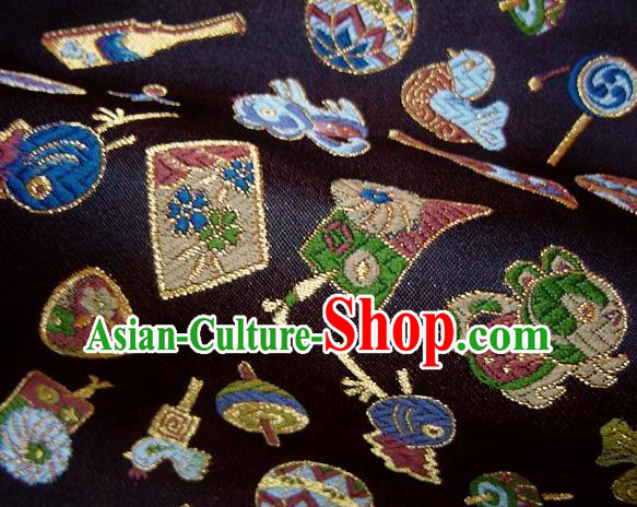 Asian Traditional Brown Brocade Japanese Kimono Classical Pattern Damask Fabric Tapestry Satin Silk Material