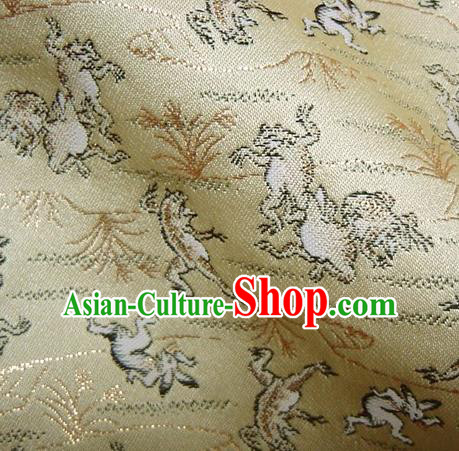 Asian Traditional Baldachin Classical Beast Pattern Golden Brocade Fabric Japanese Kimono Tapestry Satin Silk Material