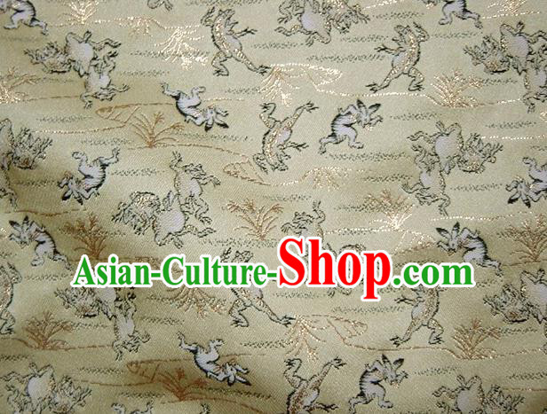 Asian Traditional Baldachin Classical Beast Pattern Golden Brocade Fabric Japanese Kimono Tapestry Satin Silk Material