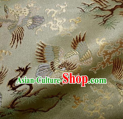 Asian Traditional Japanese Kimono Classical Eagle Pattern Green Tapestry Satin Brocade Fabric Baldachin Silk Material
