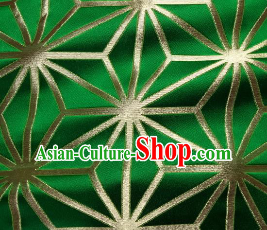 Asian Japanese Traditional Green Brocade Classical Pattern Baldachin Fabric Kimono Tapestry Satin Silk Material
