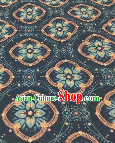 Asian Traditional Navy Watered Gauze Fabric Classical Pattern Brocade Satin Silk Material