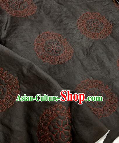 Asian Traditional Fabric Classical Embroidered Pattern Black Brocade Satin Silk Material