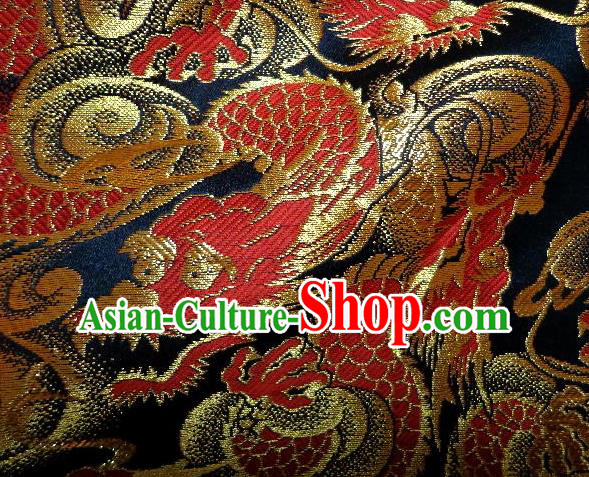 Asian Japanese Traditional Brocade Fabric Classical Red Dragons Pattern Baldachin Kimono Tapestry Satin Silk Material