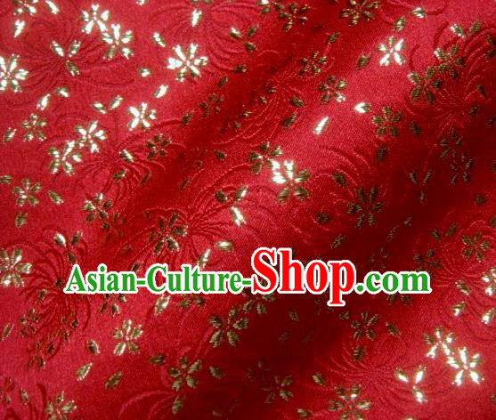 Asian Japanese Traditional Kimono Tapestry Satin Classical Chrysanthemum Pattern Red Brocade Fabric Baldachin Silk Material