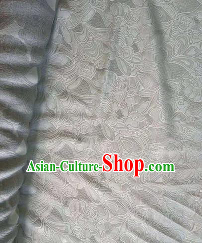Asian Traditional Fabric Classical Embroidered Pattern White Watered Gauze Brocade Satin Silk Material