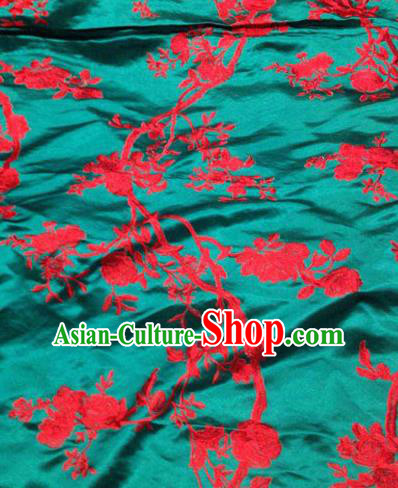 Asian Traditional Fabric Classical Pattern Green Watered Gauze Brocade Chinese Satin Silk Material