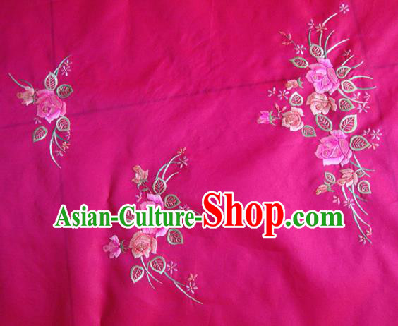 Asian Traditional Fabric Classical Embroidered Peony Pattern Rosy Watered Gauze Brocade Chinese Satin Silk Material