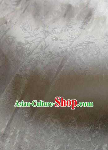 Asian Traditional Fabric Classical Embroidered Pattern White Brocade Chinese Satin Silk Material
