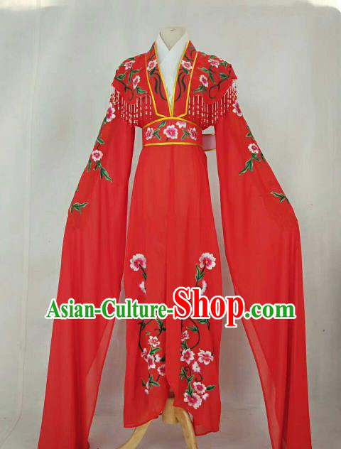 Chinese Traditional Beijing Opera Peri Princess Red Embroidered Dress Ancient Nobility Lady Costume for Women