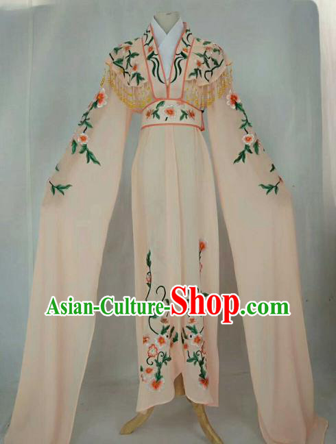 Chinese Traditional Beijing Opera Peri Princess Pink Embroidered Dress Ancient Nobility Lady Costume for Women
