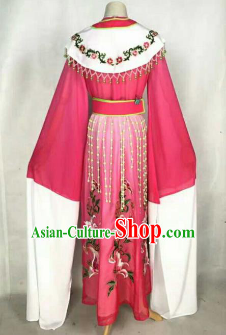 Chinese Traditional Beijing Opera Peri Princess Embroidered Dress Ancient Nobility Lady Rosy Costume for Women