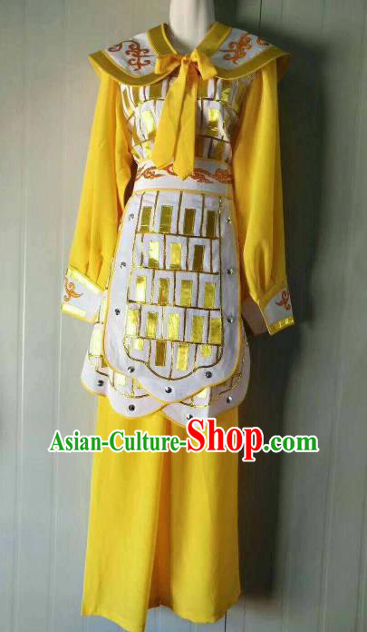 Chinese Traditional Beijing Opera Swordswoman Yellow Dress Peking Opera Blues Costume for Women