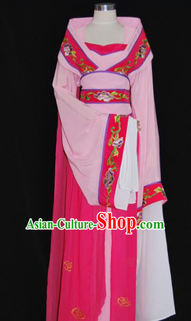 Chinese Traditional Beijing Opera Princess Pink Dress Ancient Peri Embroidered Costume for Women