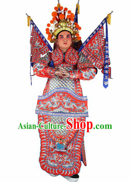 Chinese Traditional Beijing Opera Takefu Clothing Ancient General Red Costume for Men