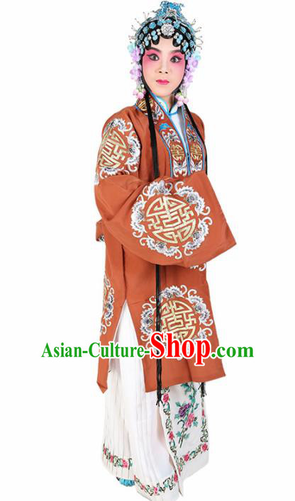 Chinese Traditional Beijing Opera Pantaloon Orange Dress Ancient Landlord Shiva Embroidered Costume for Women