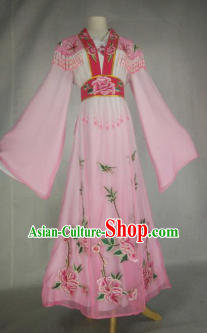 Chinese Traditional Beijing Opera Actress Embroidered Pink Dress Ancient Nobility Lady Costume for Women