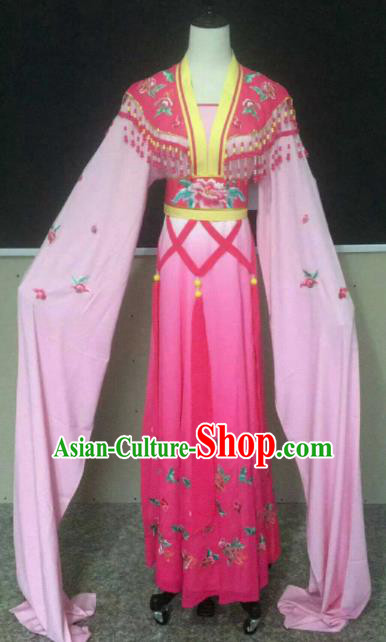 Chinese Traditional Beijing Opera Actress Pink Dress Ancient Peri Princess Embroidered Costume for Women