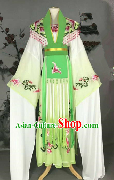 Traditional Chinese Peking Opera Nobility Lady Green Dress Ancient Peri Princess Costume for Women