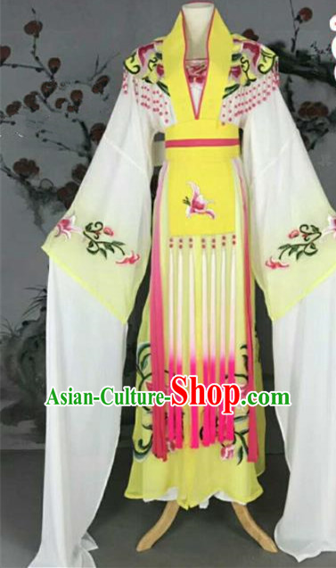 Traditional Chinese Peking Opera Nobility Lady Yellow Dress Ancient Peri Princess Costume for Women
