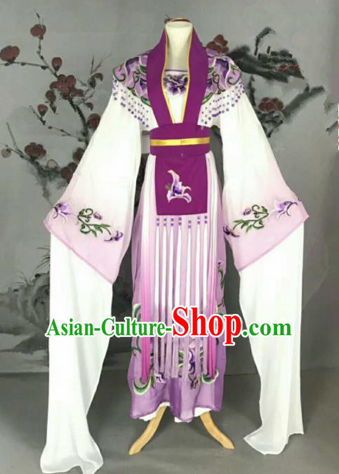 Traditional Chinese Peking Opera Nobility Lady Purple Dress Ancient Peri Princess Costume for Women