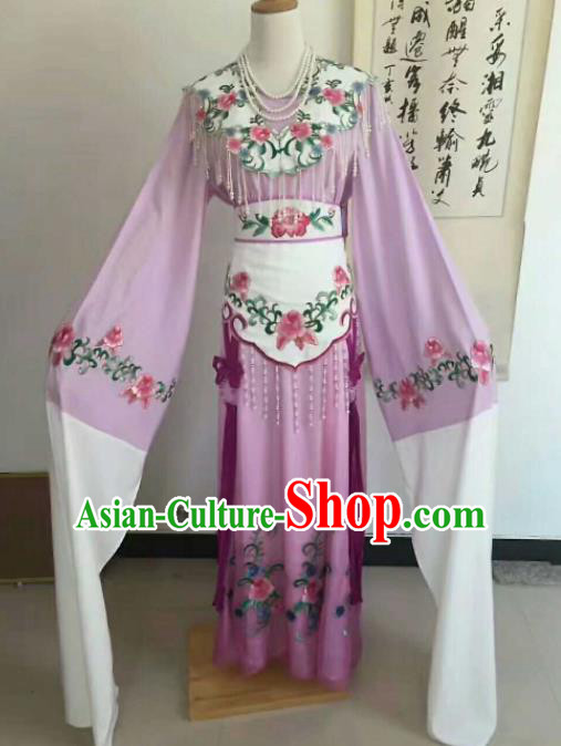 Chinese Traditional Peking Opera Artiste Costume Ancient Princess Embroidered Purple Dress for Women