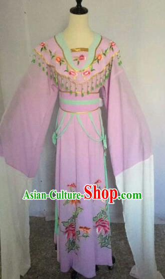 Chinese Traditional Peking Opera Artiste Costume Ancient Court Maid Embroidered Purple Dress for Women