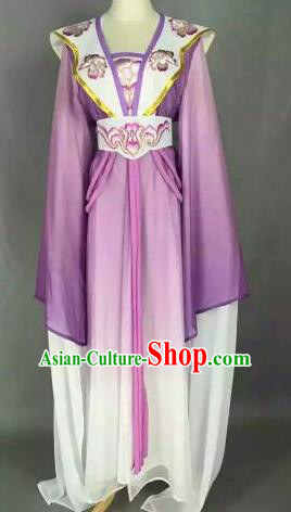 Chinese Ancient Peri Embroidered Purple Dress Traditional Peking Opera Princess Costume for Women