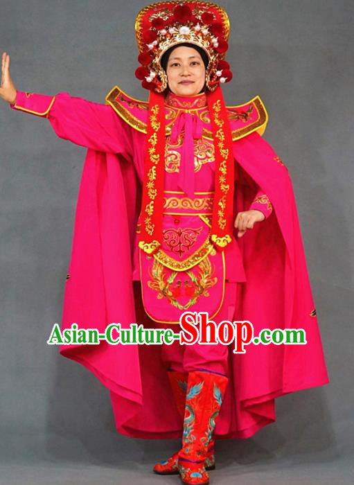 Chinese Traditional Sichuan Opera Face Changing Embroidered Rosy Costume Complete Set