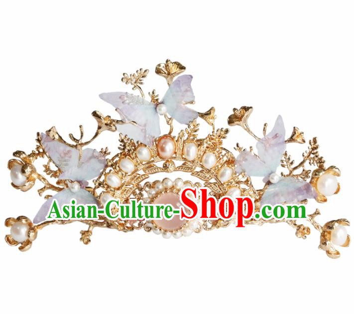 Chinese Traditional Hanfu Hair Accessories Ancient Princess Butterfly Phoenix Coronet Hairpins for Women