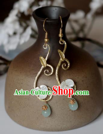 Chinese Traditional Hanfu Ear Accessories Ancient Princess Jade Earrings for Women