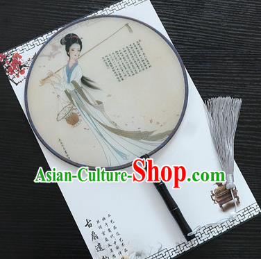 Chinese Traditional Palace Fans Ancient Princess Printing Round Fans for Women
