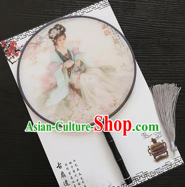 Chinese Traditional Palace Fans Ancient Princess Printing Beauty Round Fans for Women