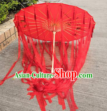 Chinese Ancient Drama Prop Princess Red Ribbon Umbrella Traditional Handmade Umbrellas for Women