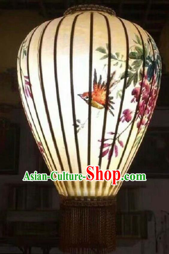 20 Inch Chinese Traditional Handmade Lantern Painting Flowers Birds Palace Lanterns