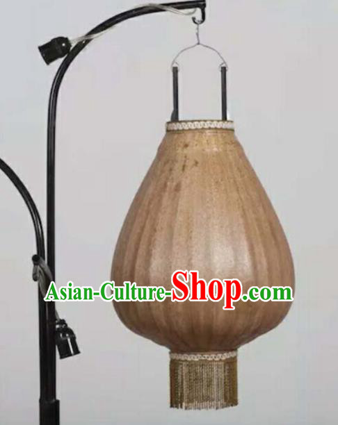 Chinese Traditional New Year Hanging Lantern Handmade Brown Urn Shape Palace Lanterns