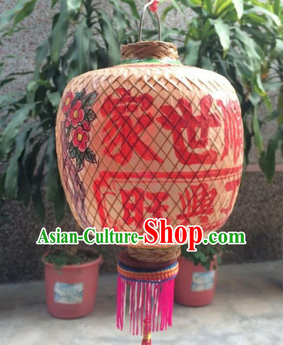 Chinese Traditional Bamboo Weaving Craft Lantern Handmade Dragon Pattern Palace Lanterns