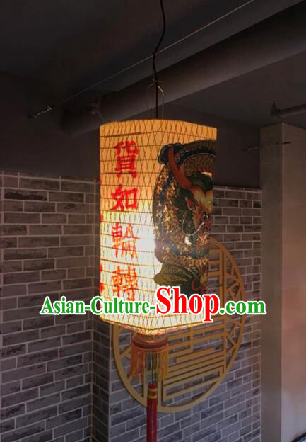 Chinese Traditional Bamboo Weaving Hanging Lantern Handmade Painting Palace Lanterns