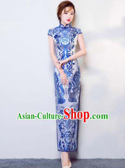 Chinese Traditional National Costume Classical Wedding Cheongsam Full Dress for Women