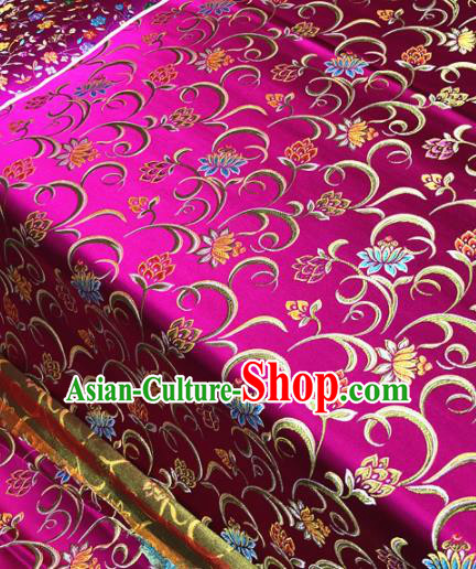 Chinese Traditional Buddhism Lotus Pattern Design Rosy Brocade Silk Fabric Tibetan Robe Satin Fabric Asian Material
