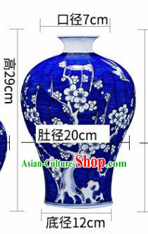 Chinese Jingdezhen Ceramic Handicraft Traditional Blue and White Porcelain Plum Blossom Prunus Vase