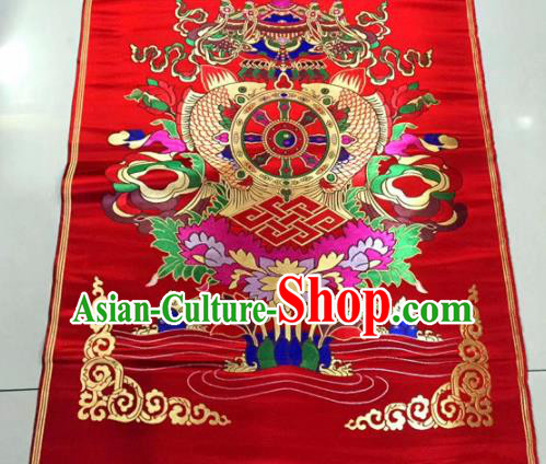 Chinese Traditional Buddhism Composite Flowers Pattern Design Red Brocade Silk Fabric Tibetan Robe Satin Fabric Asian Material