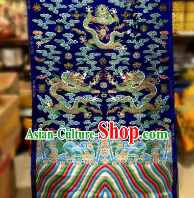 Chinese Traditional Buddhism Dragons Pattern Design Royalblue Brocade Silk Fabric Tibetan Robe Satin Fabric Asian Material