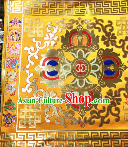 Chinese Traditional Buddhism Vajry Pestle Pattern Golden Brocade Silk Fabric Tibetan Robe Satin Fabric Asian Material
